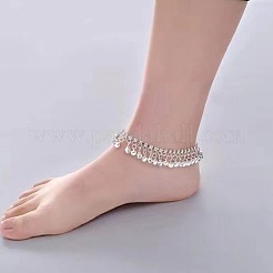 Alloy Crystal Rhinestone Tennis Chain Bell Tassel Anklets&nbsp;FS-WG605A0-02