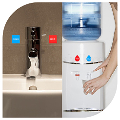 12個 6スタイル アクリル公共標識  蛇口の温水と冷水のマーキング  ティアドロップ＆フラットラウンド＆スクエア  ミックスカラー  36~45x34.5~36mm  2個/スタイル&nbsp;AJEW-CP0007-37