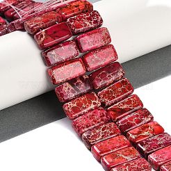 ナチュラルインペリアルジャスパービーズ連売り  染め  長方形  クリムゾン  20.5x10.5x6mm  穴：1.1mm  約20個/連  8.07インチ（20.5cm）&nbsp;G-L604-F01-01F