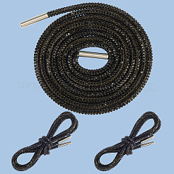 樹脂ラインストーンと合金引き紐  セーター 帽子 ロープ  スポーツパンツロープ  ブラック  1200x3.5mm&nbsp;DIY-WH20049-41B