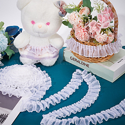8ヤードのポリエステルプリーツレーストリム  衣服アクセサリー用のフリルレースリボン  ホワイト  1-5/8インチ（40mm）&nbsp;OCOR-WH0080-87C