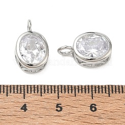 Brass Pave Clear Cubic Zirconia Pendants&nbsp;CU-CBA42CA-04B-P