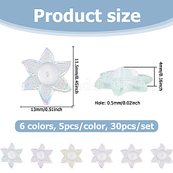 30色のアクリル製イヤーナット6個  シリコーンと  花  ミックスカラー  11.5x13x4mm  穴：0.5mm  5個/カラー&nbsp;FIND-HS0002-43