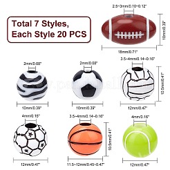 140 個 7 スタイル不透明なアクリル ビーズ  DIYジュエリーアクセサリー  ボール  ミックスカラー  20個/スタイル&nbsp;SACR-PH0006-09