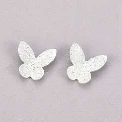 合金カボション  蝶  銀色のメッキ  7.5x7.5x2mm&nbsp;PALLOY-WH0068-09A-S