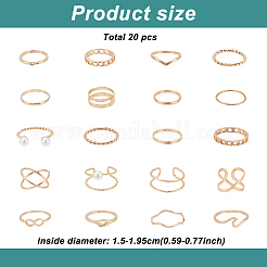 2 Sets 2 Styles Plastic Imitation Pearl Open Cuff Rings Set&nbsp;RJEW-AN0001-07
