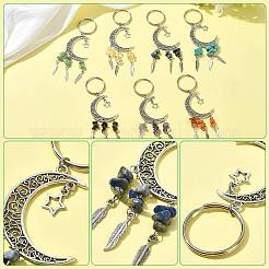 7Pcs 7 Colors Alloy Moon with Star Pendant Keychains&nbsp;KEYC-FS00045
