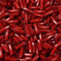 ベーキングペイントガラスツイストラッパビーズ  丸い穴  レッド  7x2mm  穴：0.8mm  約13636個/ポンド&nbsp;SEED-C004-02J
