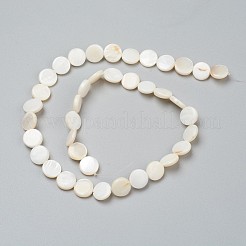 天然淡水シェルビーズ  フラットラウンド  10x3~6mm  穴：0.5mm  約39個/連  15.16インチ（38.5cm）&nbsp;X-BSHE-I011-01D-02