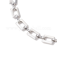 女性と男性のための真鍮長方形リンクチェーンブレスレット  ステンレス鋼色  7-1/8インチ（18.1cm）&nbsp;BJEW-JB11458-02