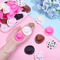 48Pcs 8 Styles Mini Cowboy Hat Plastic Accessories&nbsp;FIND-PH0027-03