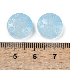 透明ガラスビーズ  月と星のフラットラウンド  焼き付け塗料  ミックスカラー  13x6mm  穴：1mm&nbsp;DGLA-E004-09A
