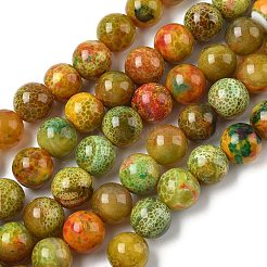 染め加工天然石瑪瑙ビーズ連売り  ラウンド  カラフル  18mm  穴：1.6mm  約22個/連  14.76''（37.5cm）〜14.96''（38cm）&nbsp;G-I394-B14