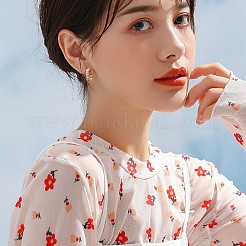 クリアキュービックジルコニアC字型スタッドピアス  430ステンレススチール製ハーフフープピアス（女性用）  ゴールドカラー  15x4mm  ピン：1mm&nbsp;JE950A