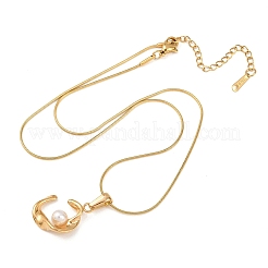 304 Stainless Steel with Acrylic Imitation Pearl Pendant Necklaces&nbsp;NJEW-H088-05B-G