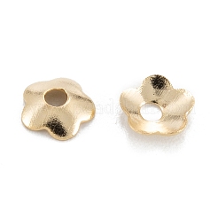 5  - 花弁の真鍮のビードキャップ  ニッケルフリー  長持ちメッキ  ラックめっき  花  14KGP本金メッキ  4x1mm  穴：1.2mm&nbsp;KK-D063-13G