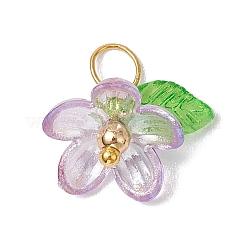 プラスチックとアクリルのペンダント  真鍮パーツ  花  ゴールドカラー  12~13x12x15mm  穴：3.5mm&nbsp;PALLOY-JF03053-01
