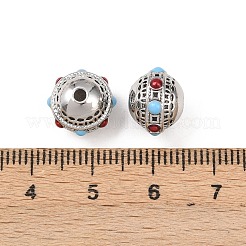 真鍮ビーズ  エナメル  ロンデル  プラチナ  11x9mm  穴：2mm&nbsp;KK-H524-10P
