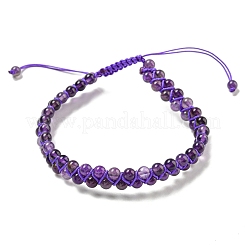 Adjustable Round Natural Amethyst Braided Bead Bracelets for Women&nbsp;BJEW-G713-01