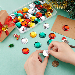 48 個 4 スタイルクリスマステーマ自己粘着アクリルラインストーンステッカー  DIYの装飾や工芸品  多面カット  半円  ミックスカラー  30x5.2~6mm  12個/スタイル&nbsp;STIC-FG0001-04