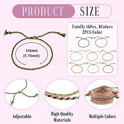 16Pcs 8 Style Macrame Cotton Cord Bracelets Making&nbsp;BJEW-TAC0058