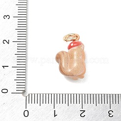真鍮製エナメルペンダント  ゴールドカラー  リスのチャーム  17x12x6.5mm  穴：4mm&nbsp;LS-KK-CBAE20A-01K-G
