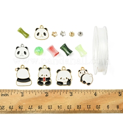 DIY Bamboo & Panda Acrylic & Alloy Enamel Bracelets Jewelry Making Kits&nbsp;DIY-FS0007-48