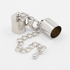 鉄アジャスターチェーン  ロブスタークロウクラスプとブラスコードエンド付き  ミックスカラー  37mm  穴：7.5mm  コー​​ド終了：12x8mm  穴：7.5mm&nbsp;X-KK-K002-7.5mm-M