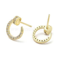 Rack Plating Brass Micro Pave Clear Cubic Zirconia Stud Earrings for Women&nbsp;EJEW-M260-14G