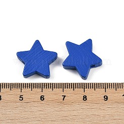 スプレープリントウッドビーズ  スター  ブルー  18.5x19x6mm  穴：2.5mm&nbsp;WOOD-F017-01D