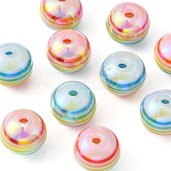 マカロンカラーストライプレジンビーズ10個。  ABカラー  ロンデル  カラフル  12x10mm  穴：2~2.5mm&nbsp;RESI-YW0001-27A