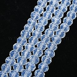 ガラスビーズ連売り  イミテーション翡翠  多面カット  ロンデル  透明  6x5mm  穴：1mm  約80~85個/連  38~40cm&nbsp;EGLA-A034-J6mm-D06