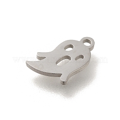304ステンレススチールチャーム  レーザー切断  ステンレス鋼色  ゴースト  11x7x1mm  穴：1.2mm&nbsp;STAS-S144-01P-B