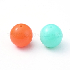 蛍光分厚いアクリルビーズ  ラウンド  ミックスカラー  20mm  穴：2~3mm  約105個/500g&nbsp;MACR-R517-20mm-M