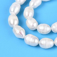 天然養殖淡水パールビーズ連売り  ライス  乳白色  7~10x5~6mm  穴：0.4~0.5mm  約41~43個/連  12.99~13.39''（33~34センチメートル）&nbsp;PEAR-T006-19B