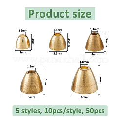 50Pcs 5 Styles Brass Cord Ends&nbsp;KK-FH0008-21