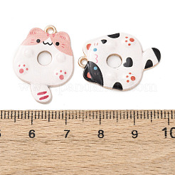 プリント合金ペンダント  猫の形のチャーム  ライトゴールド  ミックスカラー  25x18.5x2.5mm  穴：1.6mm&nbsp;FIND-G106-01G