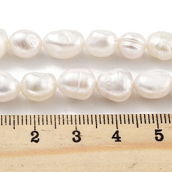 天然養殖淡水パールビーズ連売り  研磨両側  グレード3 A  フローラルホワイト  8~9mm  穴：0.5mm  約19個/連  6.89''（17.5センチメートル）&nbsp;PEAR-P062-26D