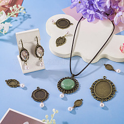 10Pcs 5 Style Alloy Pendant Cabochon Settings&nbsp;HJEW-TAC0119