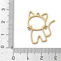 中空201ステンレスペンダント  猫の形のチャーム  ゴールドカラー  25.5x20x1mm  穴：1.4mm&nbsp;STAS-B136-05A-G