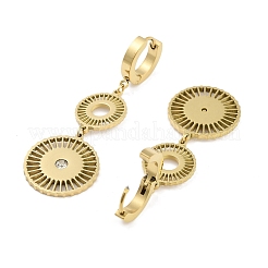 フラットラウンド 304 ステンレススチール ダングルイヤリング  女性用ラインストーンフープピアス  18KGP本金メッキ  54.5x18mm&nbsp;EJEW-L283-059G