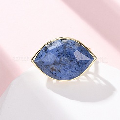 Horse Eye Natural Gemstone Cuff Rings&nbsp;RJEW-M076-04G