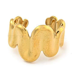 Ion Plating(IP) Wave 304 Stainless Steel Open Cuff Finger Rings for Women&nbsp;RJEW-P114-01G