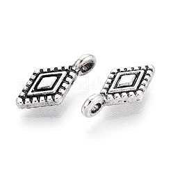 合金のチベット風チャーム  菱形チャーム  アンティークシルバー  13.5x6.5x4mm  穴：1.7mm  約833個/500g&nbsp;TIBE-N015-02AS