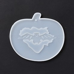 DIYペンダントシリコンモールド  レジン型  UVレジン  エポキシ樹脂工芸品作り  ハロウィンモチーフ  かぼちゃとコウモリ  ホワイト  98x111x7mm  穴：2.8mm&nbsp;LS-DIY-E049-08