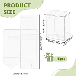 折りたたみ式ペットプラスチック包装箱  艶消し  長方形  透明  10x10x13cm&nbsp;CON-WH0125-04A