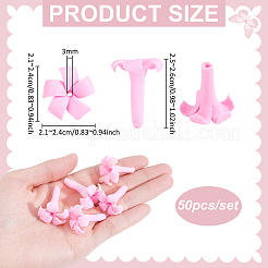 50個の手作りポリマークレイビーズ  花  パールピンク  21~24x21~24x25~26mm  穴：3mm&nbsp;CLAY-PH0002-18C
