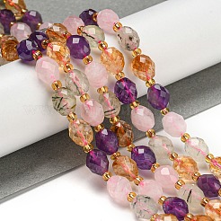 Natural Amethyst & Rose Quartz & Prehnite & Citrine Beads Strands&nbsp;G-N342-35