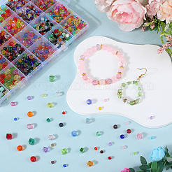 DIYファインディングビーズキット  ガラスビーズ入り  アクリルビーズ  ミックスカラー  4~8x4~8x3~8mm  穴：1~2mm  1710個/セット&nbsp;DIY-SP0002-99