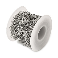 304ステンレススチールハートリンクチェーン  ハンダ付け  スプールで  ステンレス鋼色  4.5x6.5x0.5mm&nbsp;CHS-B015-09P